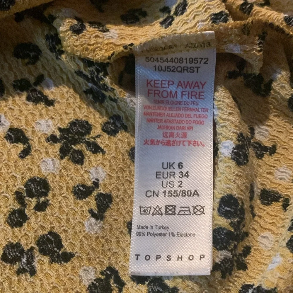 NWOT Topshop UK brand XS size 2 yellow tie up straps babydoll Ditsy dress - Picture 3 of 6